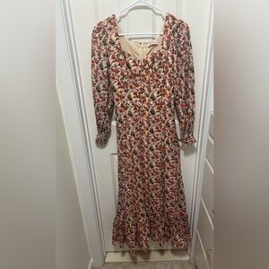 Ivy City Co Orange and Brown Floral Long Sleeve Dress